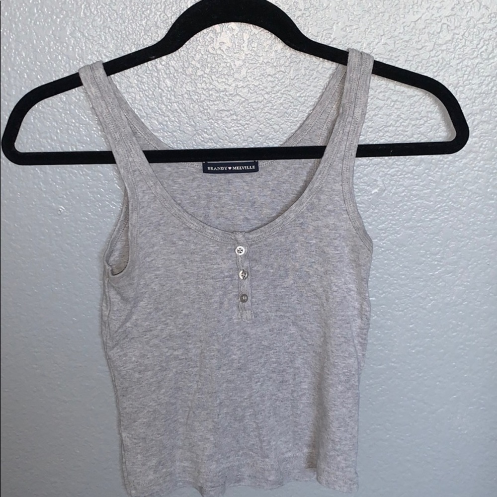 Brandy Melville Dalis Basic Button Tank in Grey